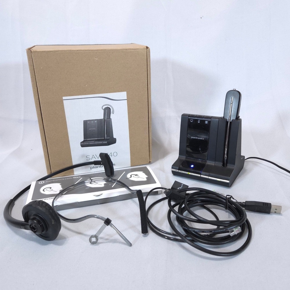 Plantronics Savi W740 Wireless Headset System DECT 6.0 Multi-Device Black Tested